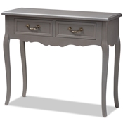 Baxton Studio Capucine Antique French Country Cottage Grey Finished Wood 2-Drawer Console Table